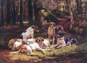 Carlo Saraceni Dogs oil on canvas
